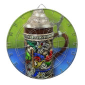 German Beer Stein w/scharnierend deksel blauw groe Dartbord (Voorkant)