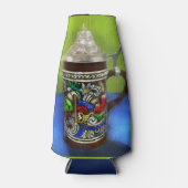 German Beer Stein w/scharnierend deksel blauw groe Flesjeskoeler (Voorkant)