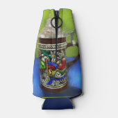 German Beer Stein w/scharnierend deksel blauw groe Flesjeskoeler (Achterkant)