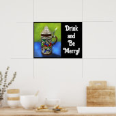 German Beer Stein w/scharnierend deksel blauw groe Poster (Keuken)