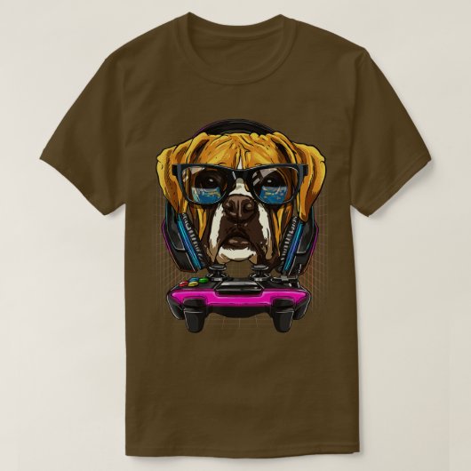 German Boxer Dog Computer Video Game Lover Gaming T-shirt (Design voorkant)