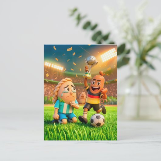 German bratwurst defeating Argentinian empanada so Briefkaart (Staand voorkant)