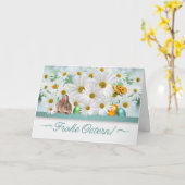 GERMAN Easter Daisy Garden Bunny and Eggs Kaart (Gele Bloem)