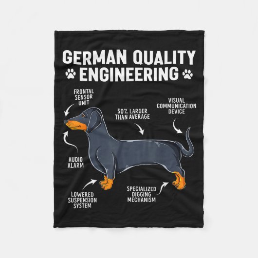 German Engineering Dachshund Lover Funny Doxie Dog Fleece Deken (Voorkant)