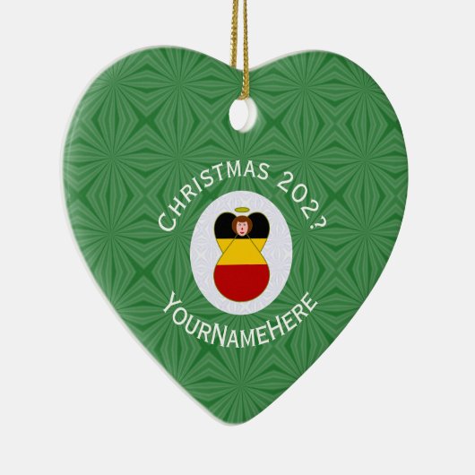 German Flag Christmas Angel Personalized Heart Keramisch Ornament (Rechts)