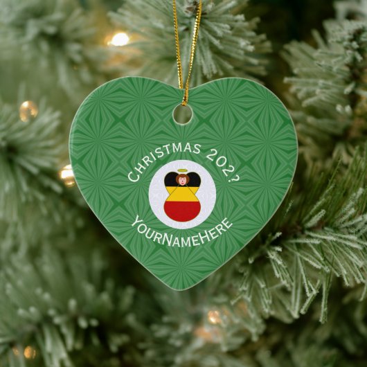 German Flag Christmas Angel Personalized Heart Keramisch Ornament (Boom)