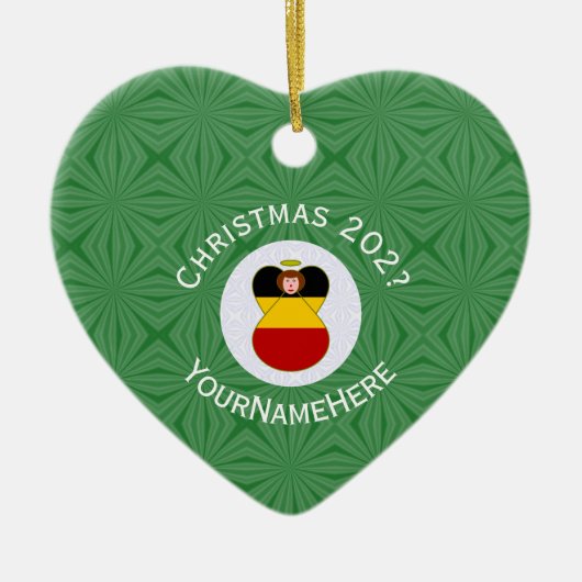German Flag Christmas Angel Personalized Heart Keramisch Ornament (Voorkant)