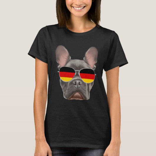 German Flag French Bulldog Dog Germany Pocket T-shirt (Voorkant)