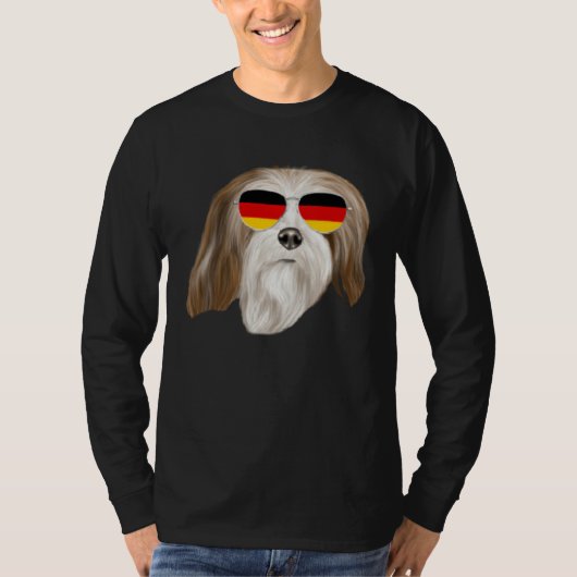 German Flag Lhasa Apsos Dog Germany Pocket T-shirt (Voorkant)