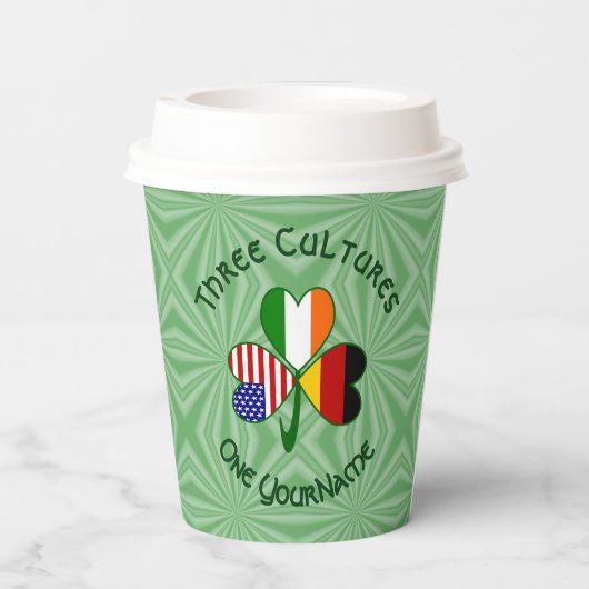 German Irish American Shamrock Personalized Text Papieren Bekers (Achterkant)