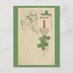 German Jugendstily Happy New Year Feestdagenkaart