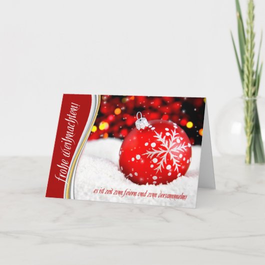 German Kerstmis Weihnachten Red Snowflake Feestdagen Kaart (Voorkant)