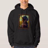 German Longhaired Pointer Painting Sunflower Flowe Hoodie (Voorkant)