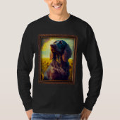 German Longhaired Pointer Painting Sunflower Flowe T-shirt (Voorkant)