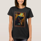 German Longhaired Pointer Painting Sunflower Flowe T-shirt (Voorkant)