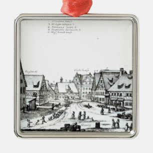 German Market town, 1704 Metalen Ornament