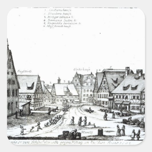 German Market town, 1704 Vierkante Sticker (Voorkant)