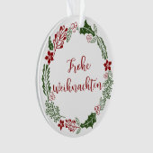 German Merry Kerstmis Wreath, Frohe Weihnachten Ornament (voorkant)