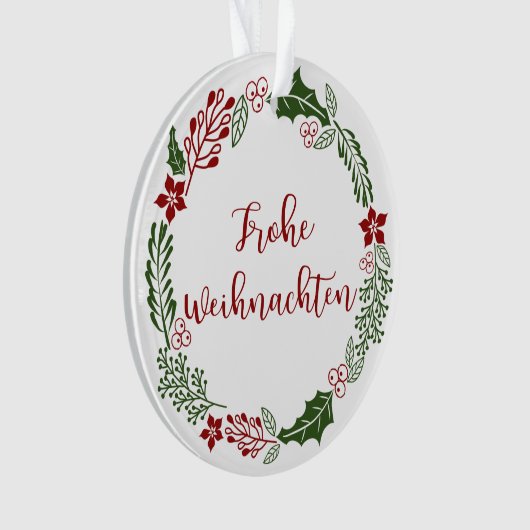 German Merry Kerstmis Wreath, Frohe Weihnachten Ornament (voorkant)