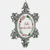 German Merry Kerstmis Wreath, Frohe Weihnachten Tin Sneeuwvlok Ornament (Links)