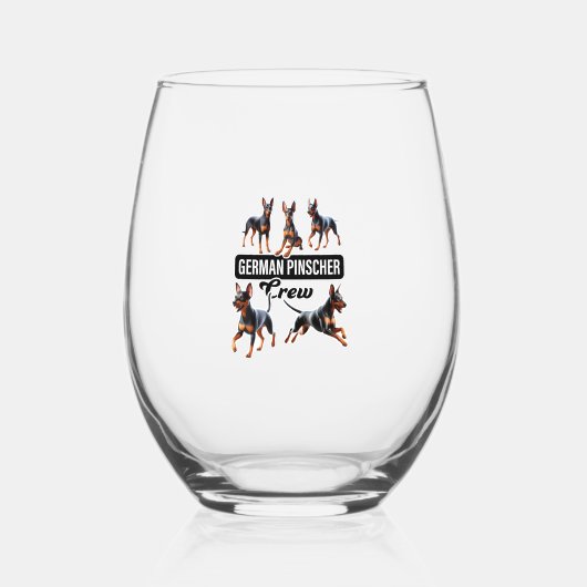 German Pinscher Crew Wijnglas Zonder Voet (Voorkant)