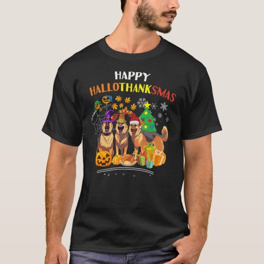German sheipherd Dog Halloween xmas happy Hallotha T-shirt (Voorkant)