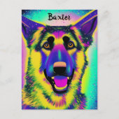 German Shepard Confetti Pop Art met optionele naam Briefkaart (Voorkant)
