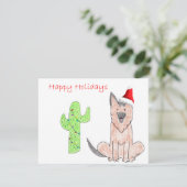 German Shepard Dog Cactus Kerstmis Feestdagenkaart (Staand voorkant)