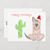 German Shepard Dog Cactus Kerstmis Feestdagenkaart (Voorkant / Achterkant)