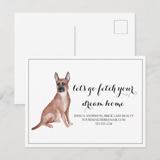 German Shepard Dog Real Estate Purchase Marketing Briefkaart (Voorkant / Achterkant)