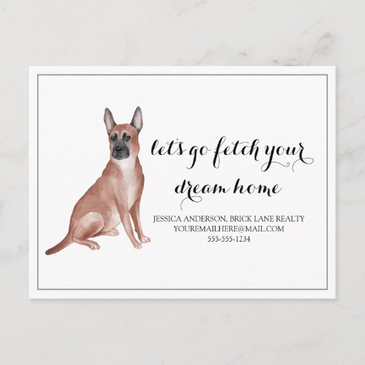 German Shepard Dog Real Estate Purchase Marketing Briefkaart (Voorkant)