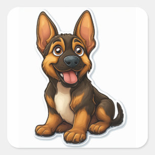 German Shepard Puppy Vierkante Sticker