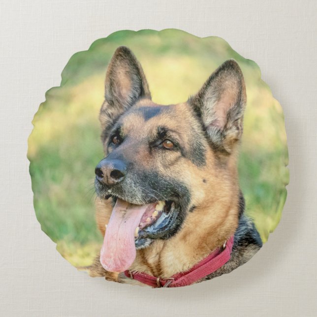 German Shepard Rond Kussen (Voorkant)