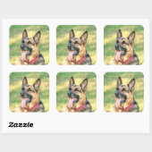 German Shepard Vierkante Sticker (Vel)