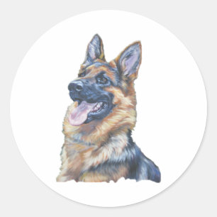 German Sheperd foto Ronde Sticker