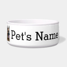 German Shepherd, Alsation. De naam van je hond. Voerbakje