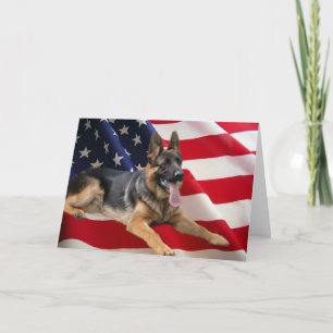 German Shepherd America Flag Card Kaart