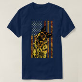 German Shepherd American Camouflage Flag Dog 4th o T-shirt (Design voorkant)