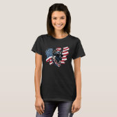 German Shepherd American Flag 4th Of July USA Cani T-shirt (Voorkant volledig)