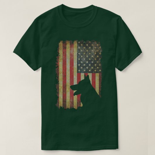 German Shepherd American Flag Funny Dog Owner  T-shirt (Design voorkant)