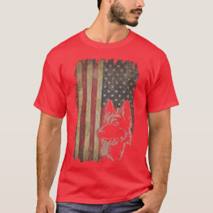 German Shepherd American Flag Funny Dog Owner   T-shirt