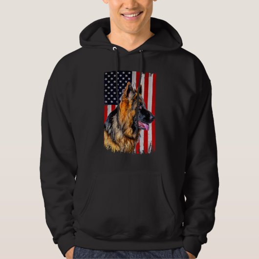 German Shepherd American Flag German Shepherd Hoodie (Voorkant)