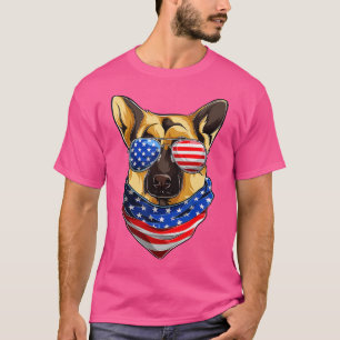 German Shepherd American Flag s, Juli Fourth Polic T-shirt