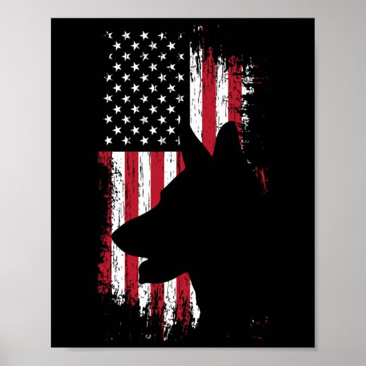 German Shepherd American Flag Shirt Usa Patriotic Poster (Voorkant)