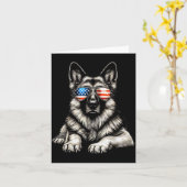 German Shepherd American Flag Sungles Patriotic  Kaart (Gele Bloem)