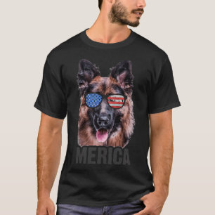 German Shepherd American Flag Usa Dog T-shirt