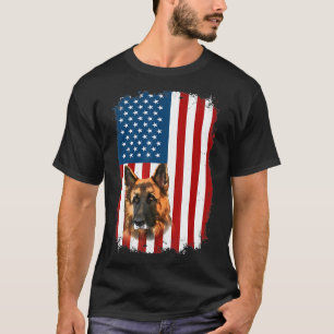 German Shepherd American Flag Usa Patriotic T-shirt