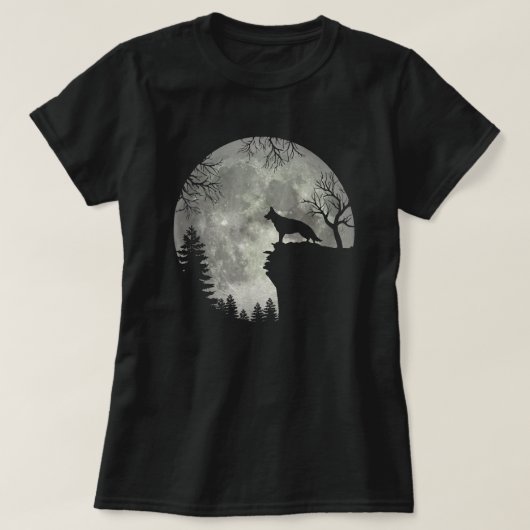 German Shepherd And Moon Halloween T-shirt (Design voorkant)