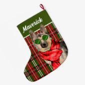 German Shepherd and Pset with Dog's Name Large Ch Grote Kerstsok (Achterkant (Hangend))