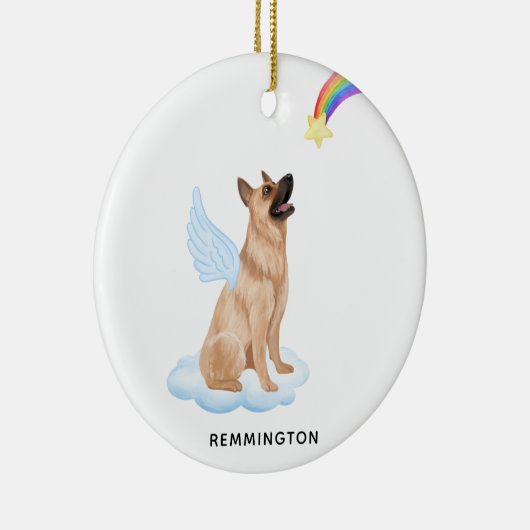 German Shepherd Angel Dog Personalized Memorial Keramisch Ornament (Rechts)